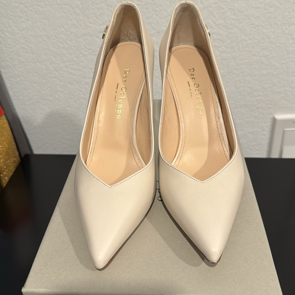 Ivory Leather Dee Ocleppo Wedge Pumps Size 6 - Picture 3 of 12
